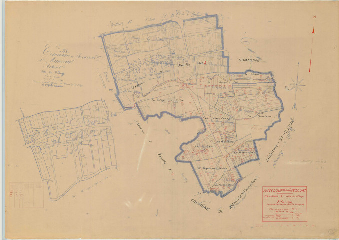 Jussecourt-Minecourt (51311). Section C3 échelle 1/2500, plan mis à jour pour 1940, plan non régulier (papier)