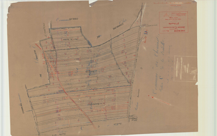 Cheniers (51146). Section C2 échelle 1/2500, plan mis à jour pour 1933, plan non régulier (calque)