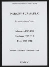 Pargny-sur-Saulx. Naissances, mariages, décès 1909-1912 (reconstitutions)