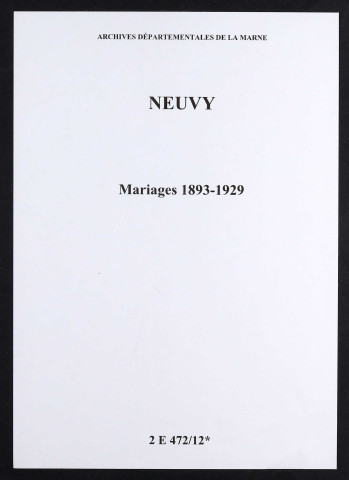 Neuvy. Mariages 1893-1929