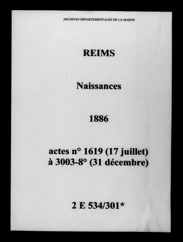 Reims. Naissances 1886