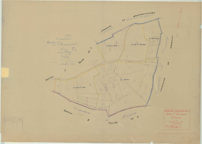 Margerie-Hancourt (51349). Section F2 échelle 1/2000, plan mis à jour pour 1944, plan non régulier (papier)