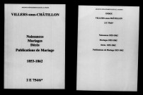 Villers-sous-Châtillon. Naissances, mariages, décès, publications de mariage 1853-1862