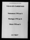 Ville-en-Tardenois. Naissances, mariages, décès 1793-an X