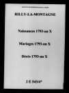 Rilly-la-Montagne. Naissances, mariages, décès 1793-an X