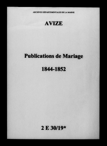 Avize. Publications de mariage 1844-1852
