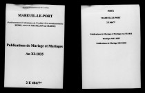 Mareuil-le-Port. Publications de mariage, mariages an XI-1835