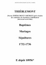 Thiéblemont. Baptêmes, mariages, sépultures 1732-1736