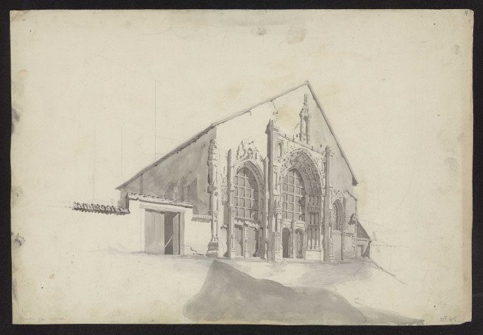 Vue d'une église ou d'une chapelle non identifiée (Tours-sur-Marne ?)