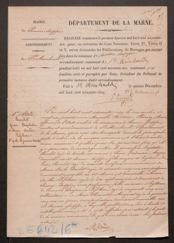 Somme-Suippe. Publications de mariage 1866-1927