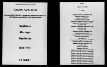 Gigny-aux-Bois. Baptêmes, mariages, sépultures 1566-1791