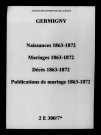 Germigny. Naissances, mariages, décès, publications de mariage 1863-1872