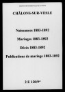 Châlons-sur-Vesle. Naissances, mariages, décès, publications de mariage 1883-1892