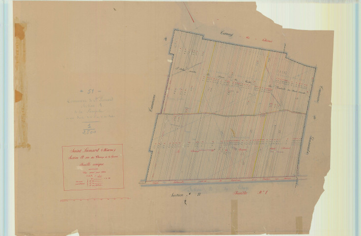 Saint-Léonard (51493). Section A échelle 1/2500, plan mis à jour pour 1935, plan non régulier (papier).