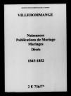 Ville-Dommange. Naissances, publications de mariage, mariages, décès 1843-1852