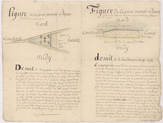 Cumières, Procés verbal d'arpentage, lieudit Les Clots, La Fosse, 1790.