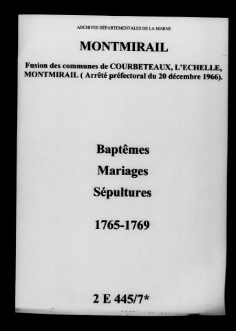 Montmirail. Baptêmes, mariages, sépultures 1765-1769