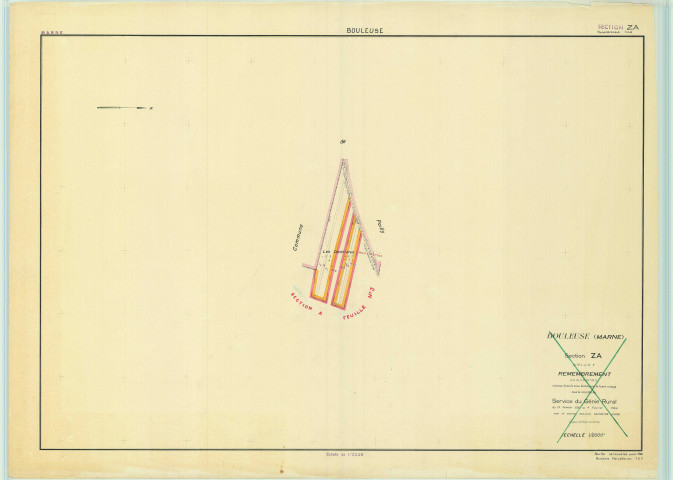 Bouleuse (51073). Section ZA échelle 1/2000, plan renouvelé pour 1968, plan régulier (papier).