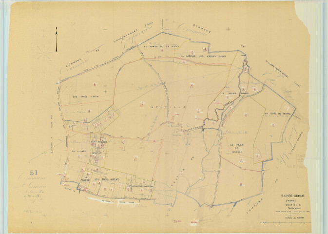 Sainte-Gemme (51480). Section BU échelle 1/2500, plan mis à jour pour 1974, plan non régulier (papier).