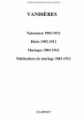 Vandières. Naissances, décès, mariages, publications de mariage 1903-1912