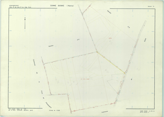 Somme-Bionne (51543). Section ZI échelle 1/2000, plan remembré pour 1978, plan régulier (papier armé)