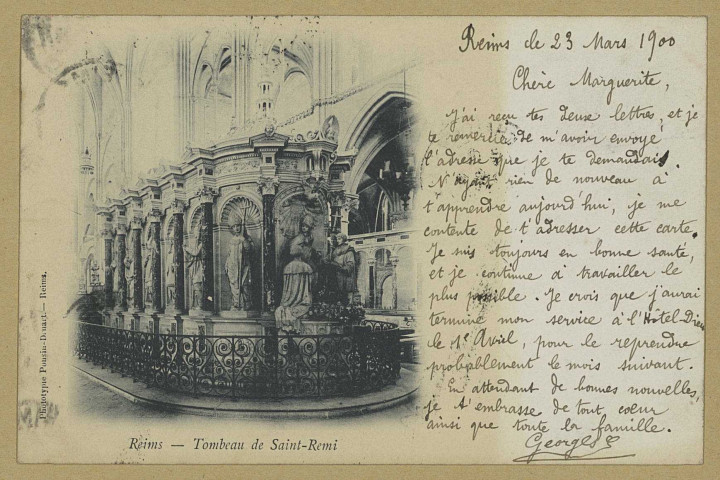 REIMS. Tombeau de Saint Remi.
(51 - ReimsPhototypie Ponsin-Druart).1900