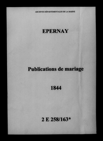 Épernay. Publications de mariage 1844