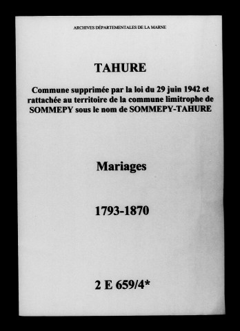 Tahure. Mariages 1793-1870