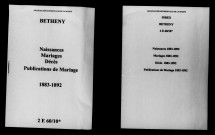 Bétheny. Naissances, mariages, décès, publications de mariage 1883-1892