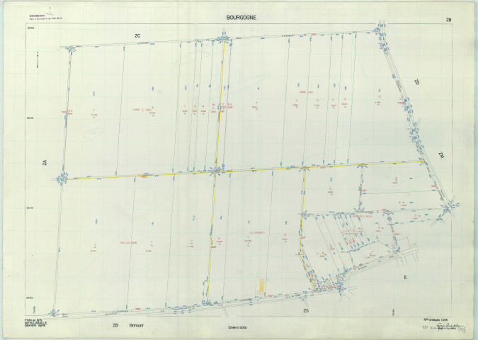 Bourgogne-Fresne (51075). Section ZB 2 échelle 1/2000, plan remembré pour 1982, plan régulier de qualité P5 (papier armé).