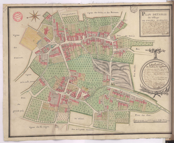 Plan détaillé du village de Villers-Allerand (n° 1 à 164) (1781), Dominique Villain