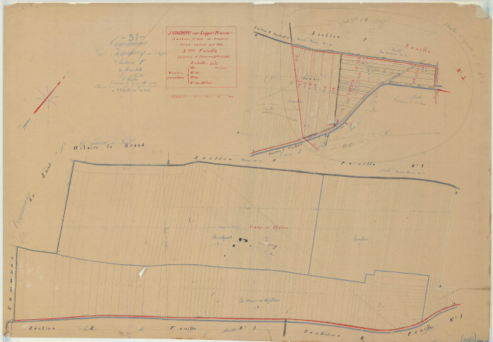 Jonchery-sur-Suippe (51307). Section F3 échelle 1/2000, plan mis à jour pour 1934, plan non régulier (papier)