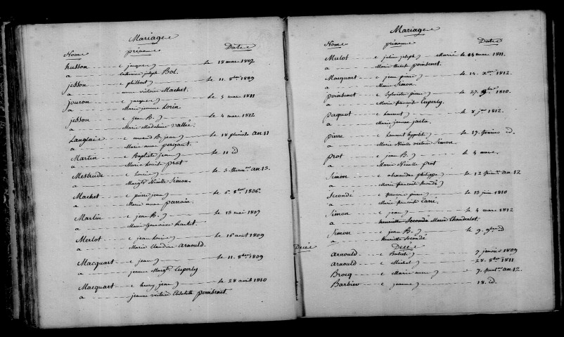 Livry-sur-Vesle. Table décennale an XI-1812