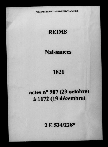 Reims. Naissances 1821