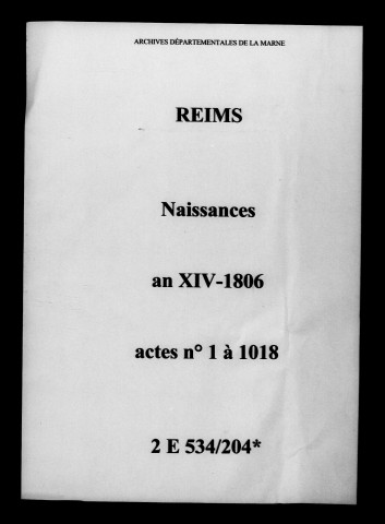 Reims. Naissances an XIV-1806