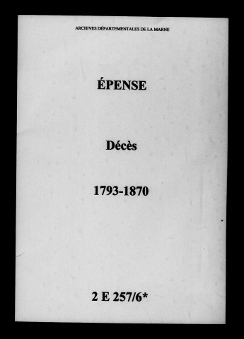 Épense. Décès 1793-1870