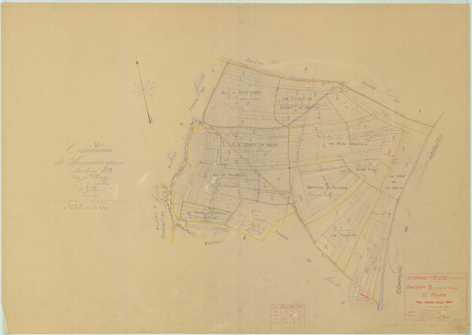 Somme-Yèvre (51549). Section B5 échelle 1/2500, plan mis à jour pour 1945, plan non régulier (papier)