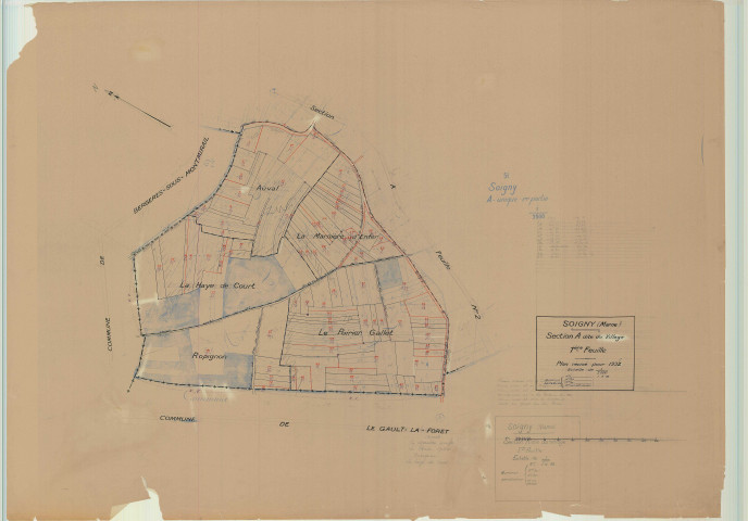 Gault-Soigny (Le) (51264). Section A1 échelle 1/2500, plan mis à jour pour 01/01/1931, non régulier (papier)