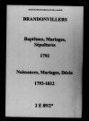 Brandonvillers. Naissances, mariages, décès 1792-1812