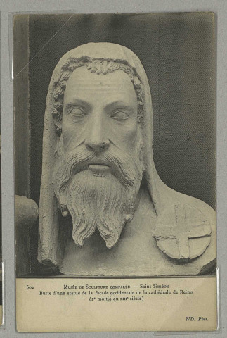 REIMS. 502. Musée de Sculpture comparée. Saint-Siméon - Buste d'une statue de la façade occidentale de la Cathédrale de Reims (2ème moitié du XIIIe siècle) / N.D., Phot.