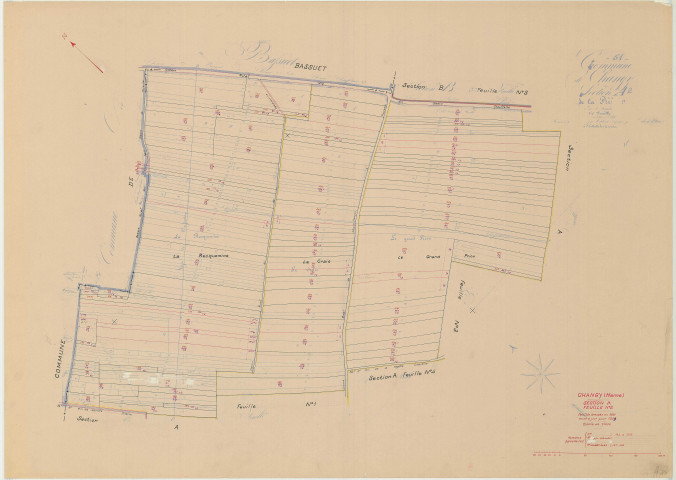 Changy (51122). Section A2 échelle 1/1250, plan mis à jour pour 1959, plan non régulier (papier)