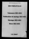 Heutrégiville. Naissances, publications de mariage, mariages, décès 1823-1832