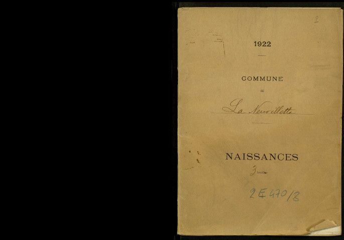 La Neuvillette. Naissances, mariages, décès, publications de mariage 1922
