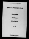 Sainte-Menehould. Baptêmes, mariages, sépultures 1729