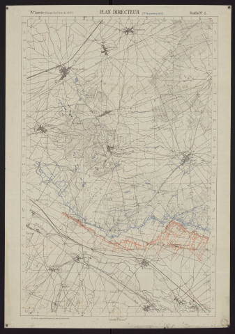 Plan directeur : Feuille n°8. Service géographique de l'Armée IVe Armée. 1915 