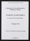 Communes d'Aigny à Louvercy de l'arrondissement de Châlons. Mariages 1916