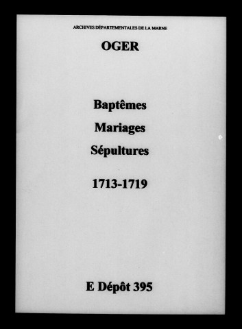 Oger. Baptêmes, mariages, sépultures 1713-1719