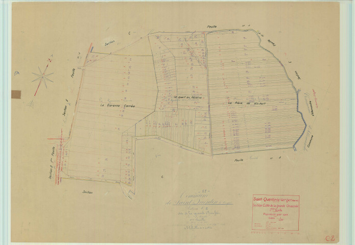 Saint-Quentin-le-Verger (51511). Section C2 échelle 1/1250, plan mis à jour pour 01/01/1948, non régulier (papier)