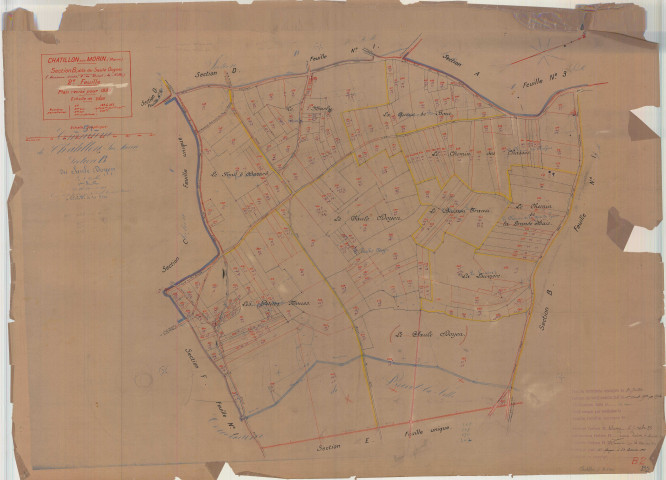 Châtillon-sur-Morin (51137). Section B2 échelle 1/2500, plan mis à jour pour 01/01/1935, non régulier (papier)