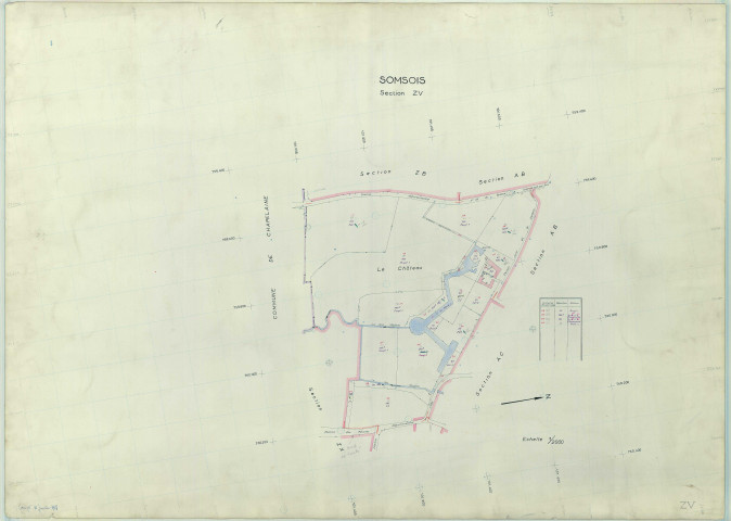 Somsois (51551). Section ZV 2 échelle 1/2000, plan pour 1968, plan (papier armé)
